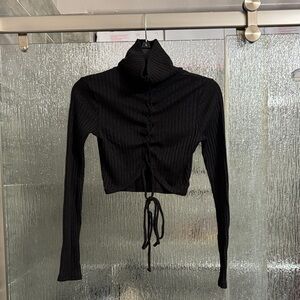 Ribbed Drawstring Crop Top